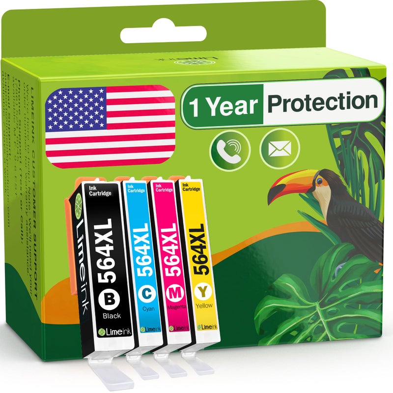 Limeink Compatible Ink Cartridges Replacement for HP 564 Ink Cartridges Combo Pack for HP 564xl for Printers Photosmart for 564 XL Black 4 Pack - Image 1